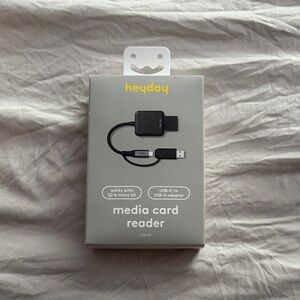 Heyday Gray Media Card Reader with USB-C Adapter